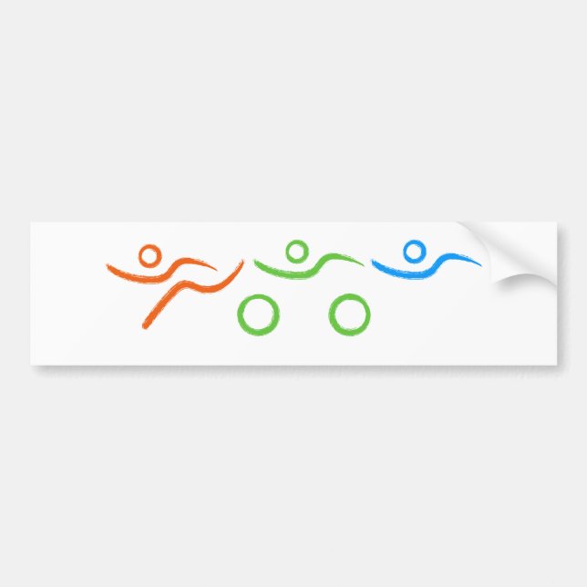 Triathlon cool and unique design bumper sticker (Front)