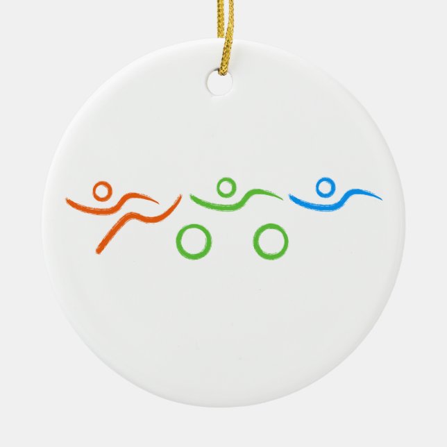 Triathlon cool and unique design ceramic tree decoration (Front)