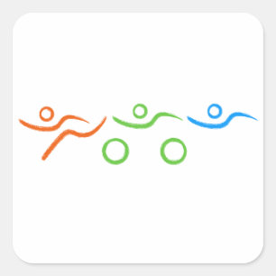 Triathlon cool and unique design square sticker