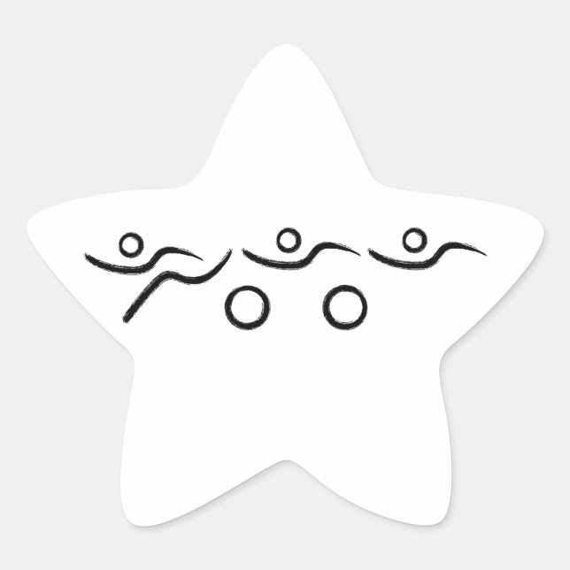 Triathlon cool and unique design star sticker (Front)