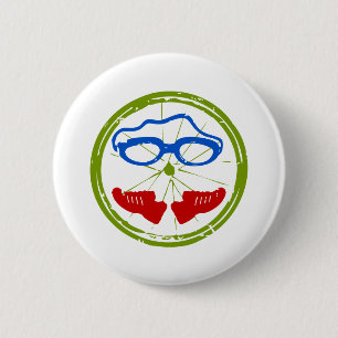 Triathlon cool artistic design 6 cm round badge