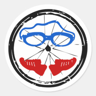 Triathlon cool artistic logo classic round sticker