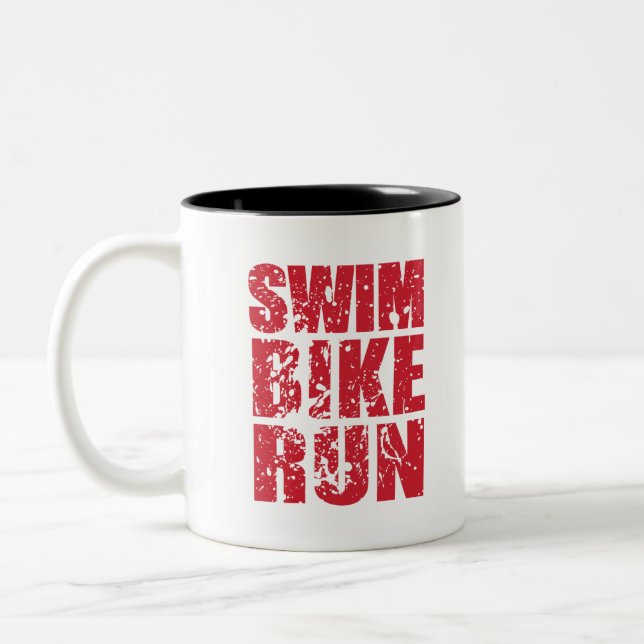 Triathlon cool design Two-Tone coffee mug (Left)