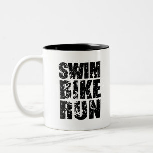 Triathlon cool logo for all sport lovers Two-Tone coffee mug