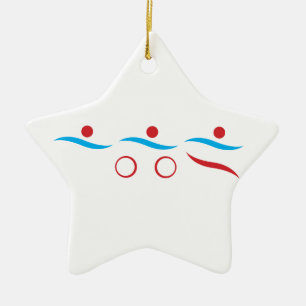 Triathlon cool logo illustration ceramic tree decoration