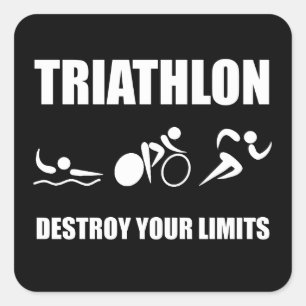 Triathlon Destroy Square Sticker