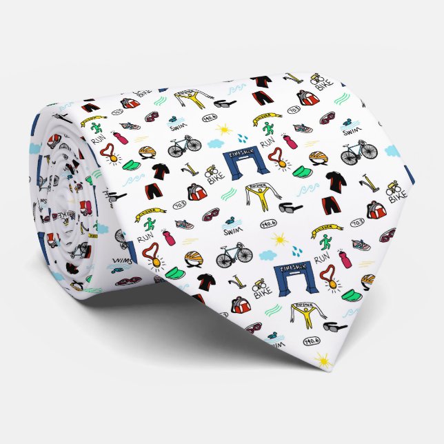 Triathlon Doodles Tie (Rolled)
