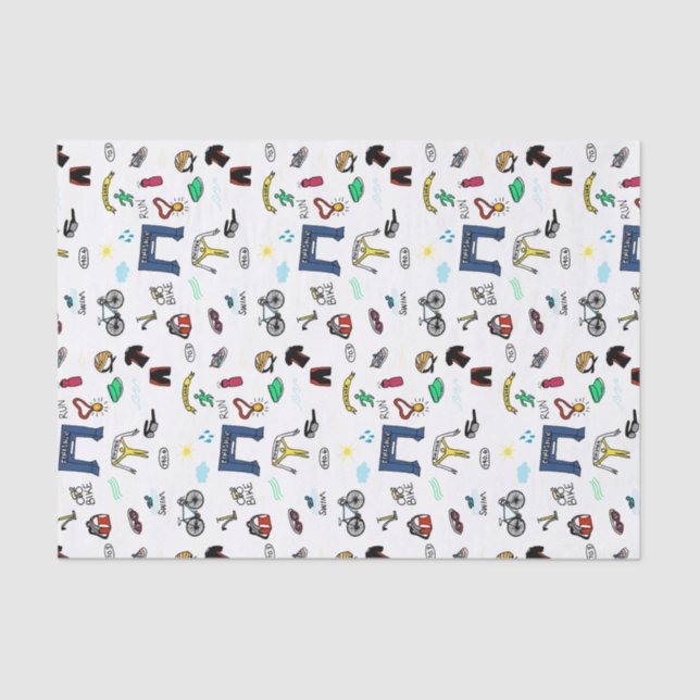 Triathlon Doodles Tissue Paper (Front)