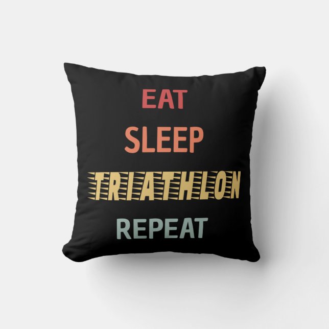 Triathlon - Eat Sleep Triathlon Repeat Cushion (Front)