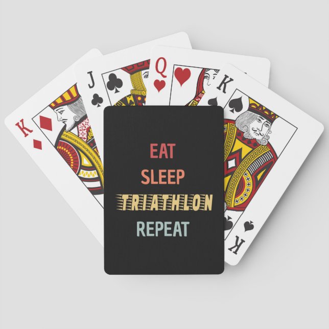 Triathlon - Eat Sleep Triathlon Repeat Playing Cards (Back)
