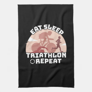 Triathlon - Eat Sleep Triathlon Repeat Tea Towel