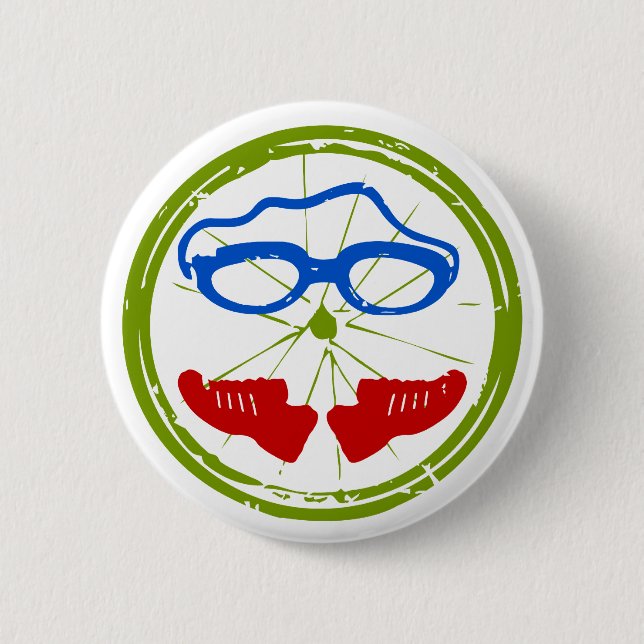 Triathlon Face 6 Cm Round Badge (Front)
