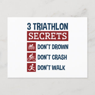 Triathlon Funny 3 Secrets Don't Drown Crash Walk Postcard