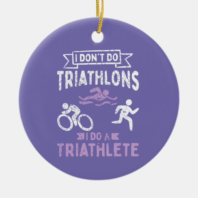 Triathlon Funny  Ceramic Tree Decoration (Front)