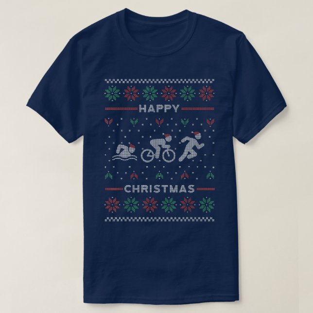 Triathlon Gym Ugly Christmas Sweaters Family Match (Design Front)