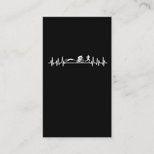 Triathlon heartbeat Sportman Bike Swim Run Athlet Business Card