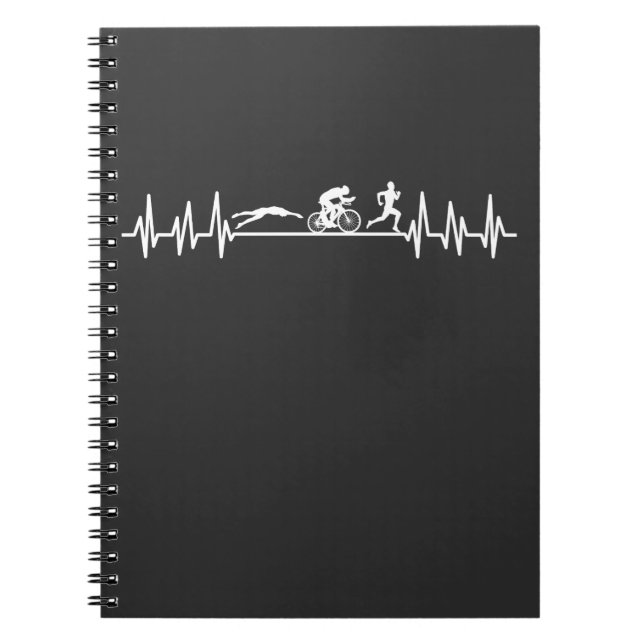 Triathlon heartbeat Sportman Bike Swim Run Athlet Notebook (Front)