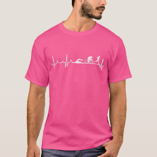 Triathlon Heartbeat Triathlon Gift for DadMomKids T-Shirt