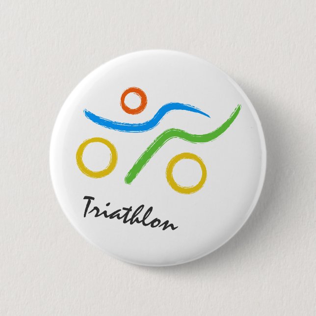 Triathlon logo 6 cm round badge (Front)