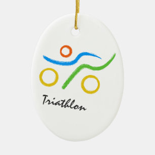Triathlon logo ceramic tree decoration