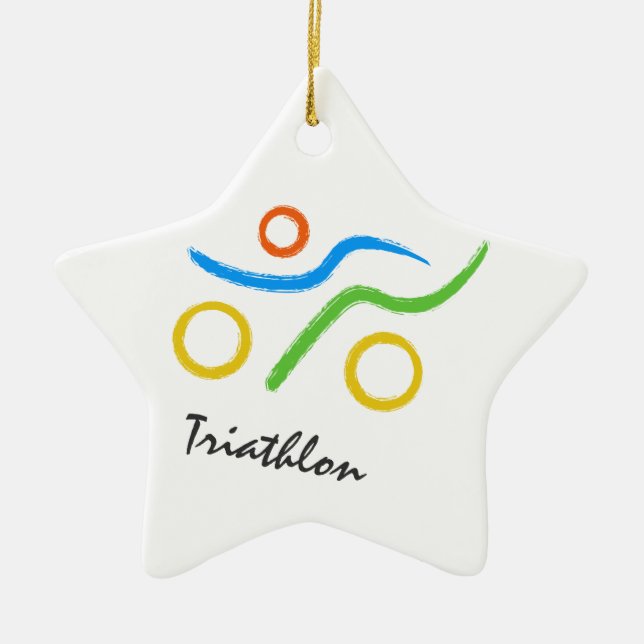 Triathlon logo ceramic tree decoration (Front)