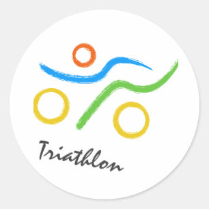 Triathlon logo classic round sticker