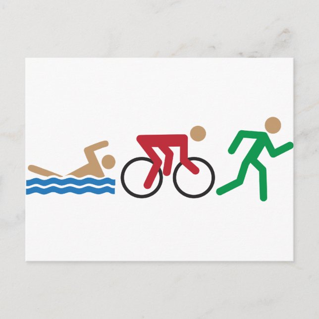 Triathlon logo icons in colour postcard (Front)