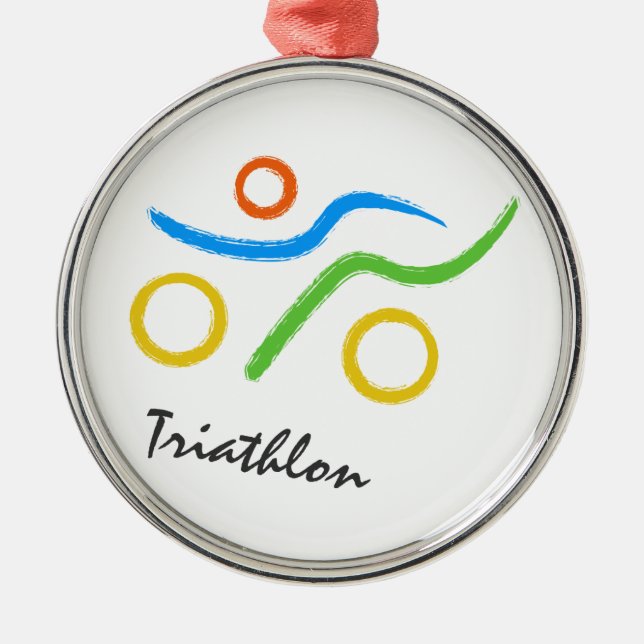 Triathlon logo metal tree decoration (Front)