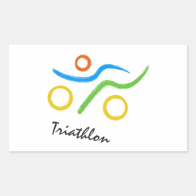 Triathlon logo rectangular sticker (Front)