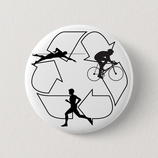 Triathlon Man 6 Cm Round Badge (Front)