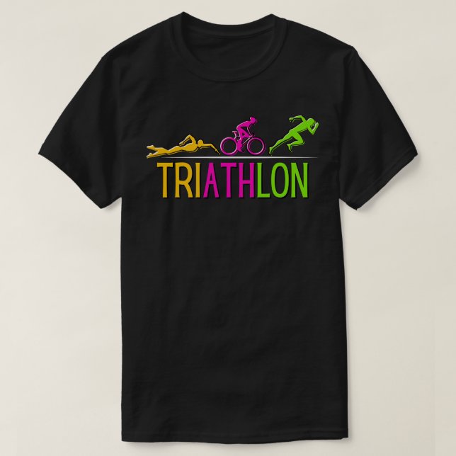 Triathlon Marathon Sport Swim Bike Run T-Shirt (Design Front)