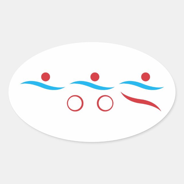 Triathlon modern cool logo oval sticker (Front)