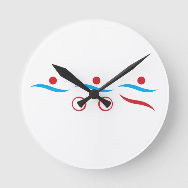 Triathlon modern cool logo round clock (Front)
