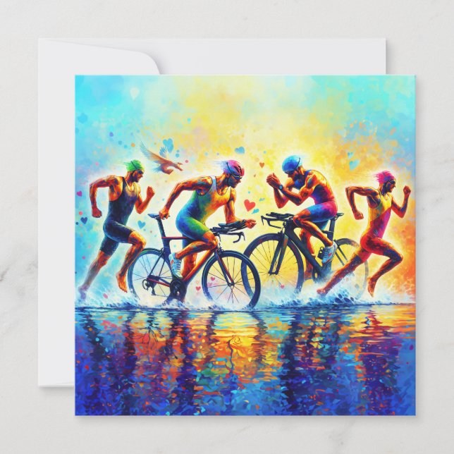 Triathlon Pillow for Sports Enthusiasts Holiday Card (Front)