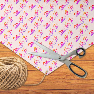 Triathlon pink pattern sports tissue paper