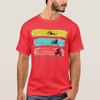 Triathlon Retro Runner Swimmer Cyclist Triathlete T-Shirt