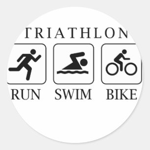 Triathlon run, swim and bike classic round sticker