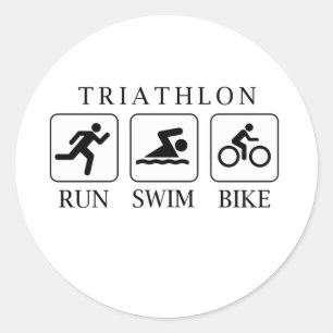 Triathlon run, swim and bike classic round sticker