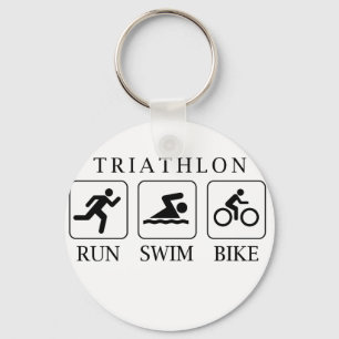Triathlon run, swim and bike key ring