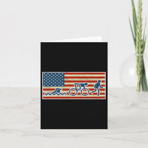 Triathlon Run Triathlete Biathlon Usa Flag Sports  Card