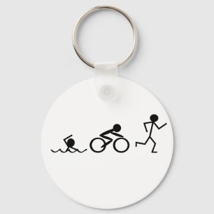 Triathlon Stick Figures Key Ring