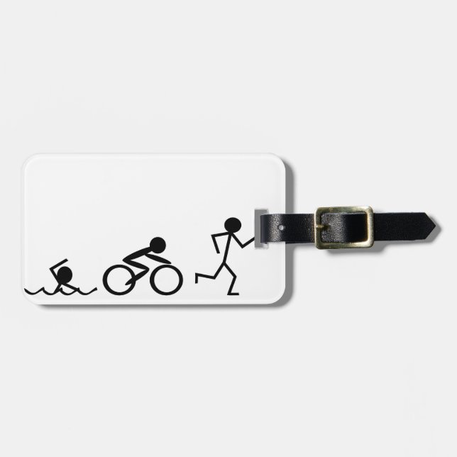 Triathlon Stick Figures Luggage Tag (Front Horizontal)