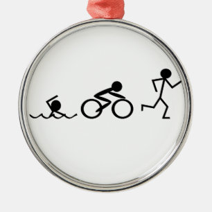 Triathlon Stick Figures Metal Tree Decoration