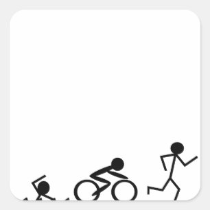 Triathlon Stick Figures Square Sticker