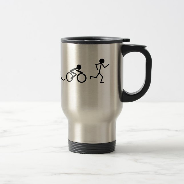 Triathlon Stick Figures Travel Mug (Right)