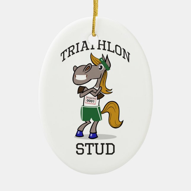Triathlon Stud Ceramic Tree Decoration (Front)