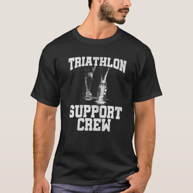 Triathlon Support Crew Running Cycling Swimming Tr T-Shirt (Front)