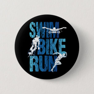 Triathlon - Swim Bike Run 6 Cm Round Badge