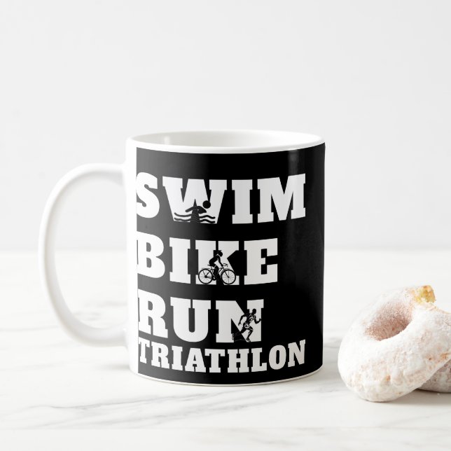 Triathlon  Swim, Bike, Run,athlete gift, t-shirt  Coffee Mug (With Donut)