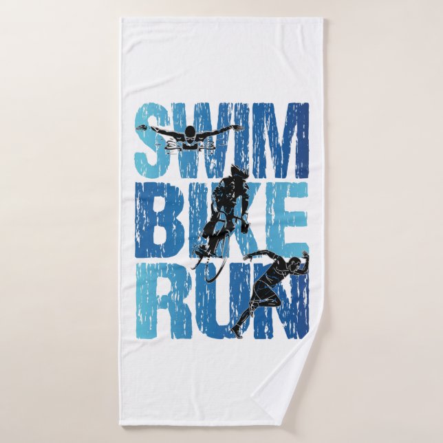 Triathlon - Swim Bike Run Bath Towel (Bath Towel)